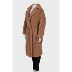 Max Mara Brown Teddy Coat Size L Relaxed Fit Classic Button Closure