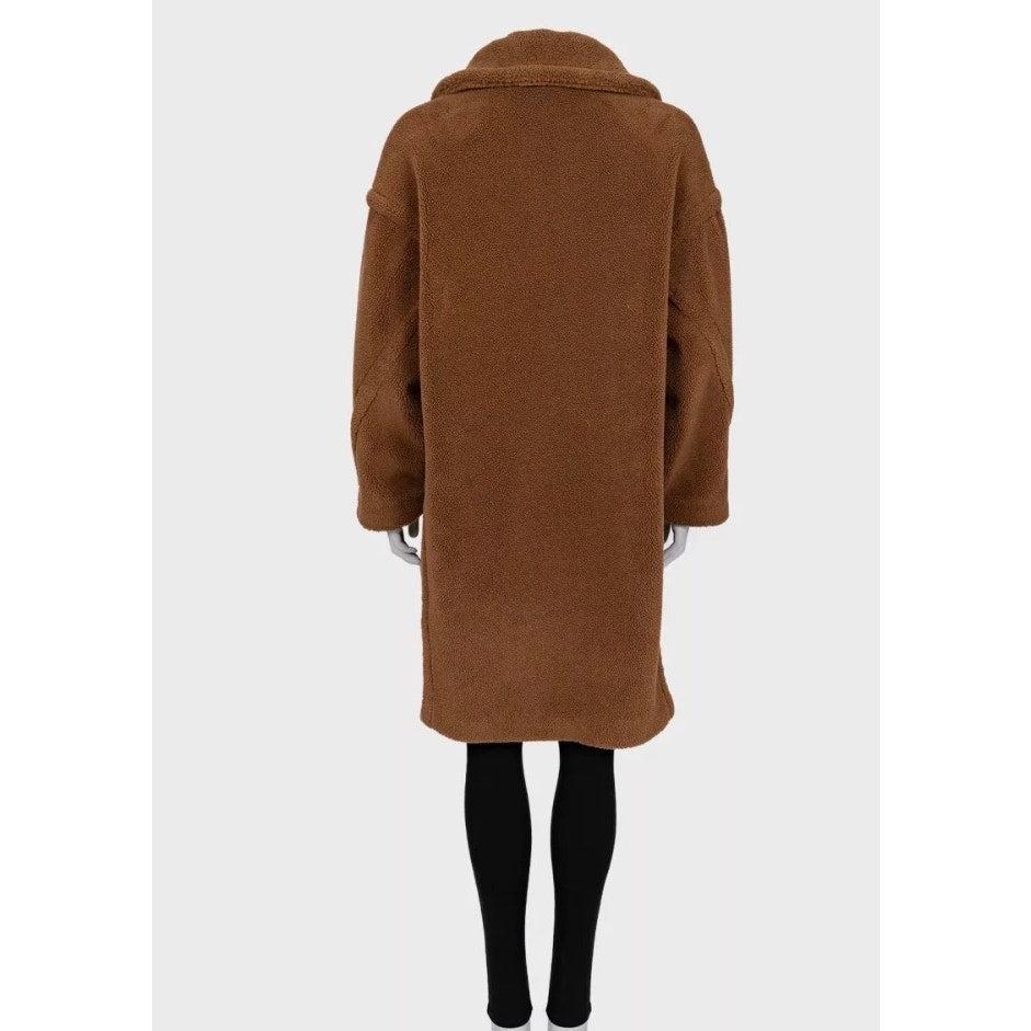 Max Mara Brown Teddy Oversized Faux Fur Coat - Size S Marrón en venta