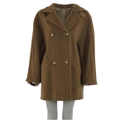 MAX MARA Brown Wool Double-Breasted Coat, Circa 1990, Size M