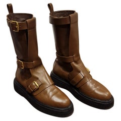 Max Mara Bucklesboot Piel marrón Botines para mujer