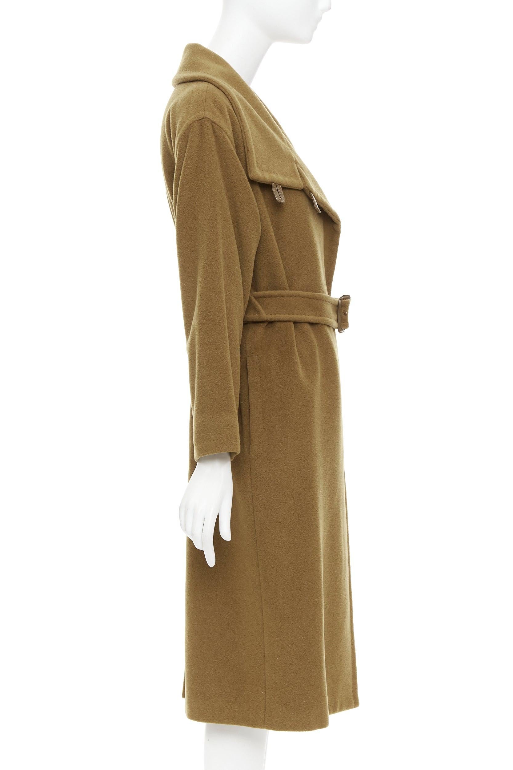 MAX MARA Kamelbrauner Woll-Kaschmirmantel mit Gürtel und breitem Kragen S Damen im Angebot