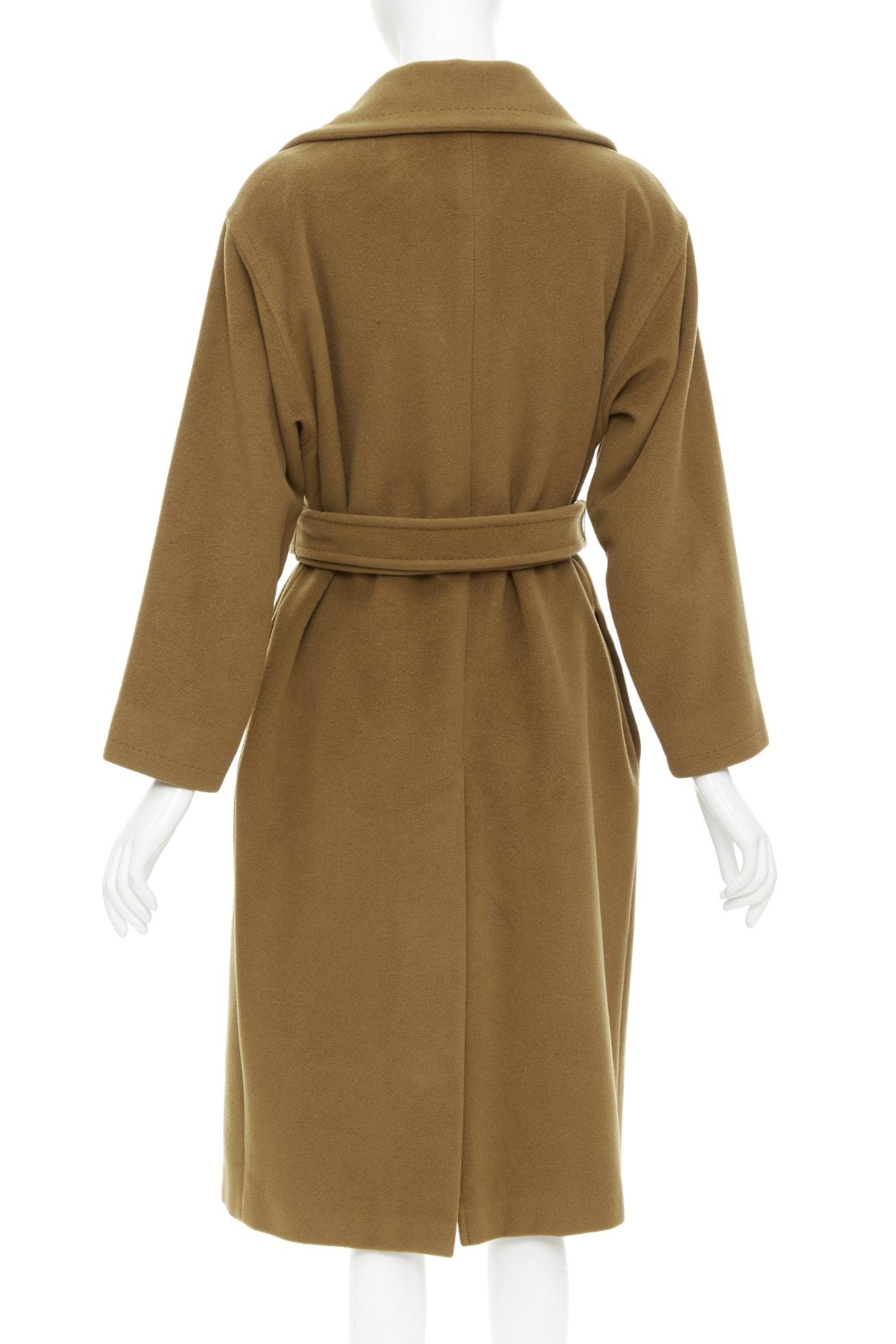 MAX MARA Kamelbrauner Woll-Kaschmirmantel mit Gürtel und breitem Kragen S im Angebot 1
