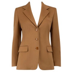 Max Mara Camel Cashmere Single Breasted Blazer Size XS