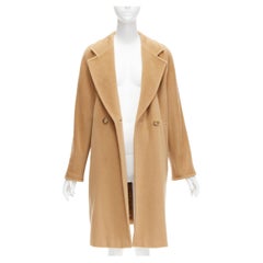 MAX MARA camel tan brown virgin wool cashmere wide collar classic coat IT38 S