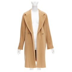 MAX MARA cammello, marrone, lana vergine e cashmere, cappotto classico con collo ampio IT38 S