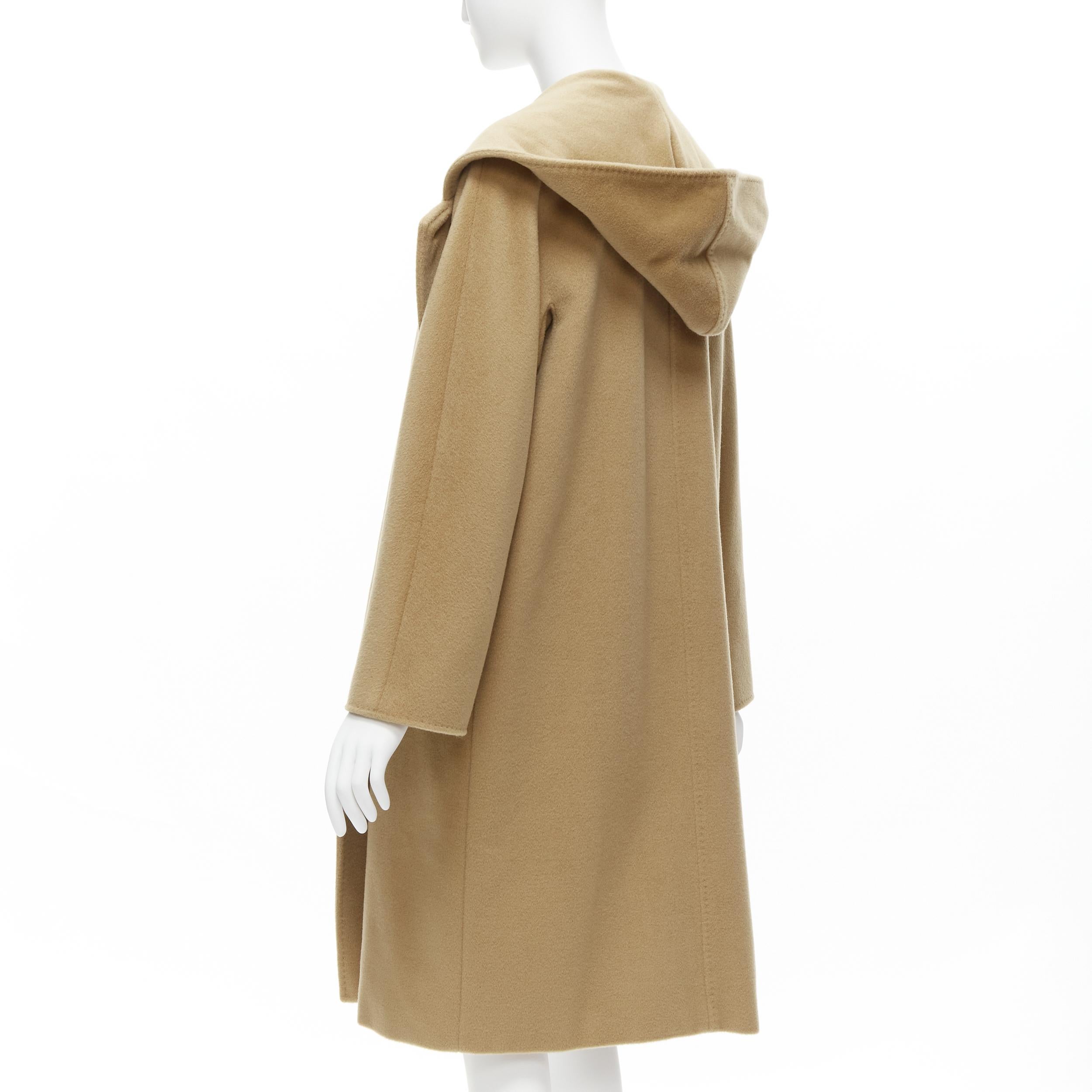 MAX MARA camel tan brown virgin wool cashmere wide collar wrap front coat IT38 S For Sale 1