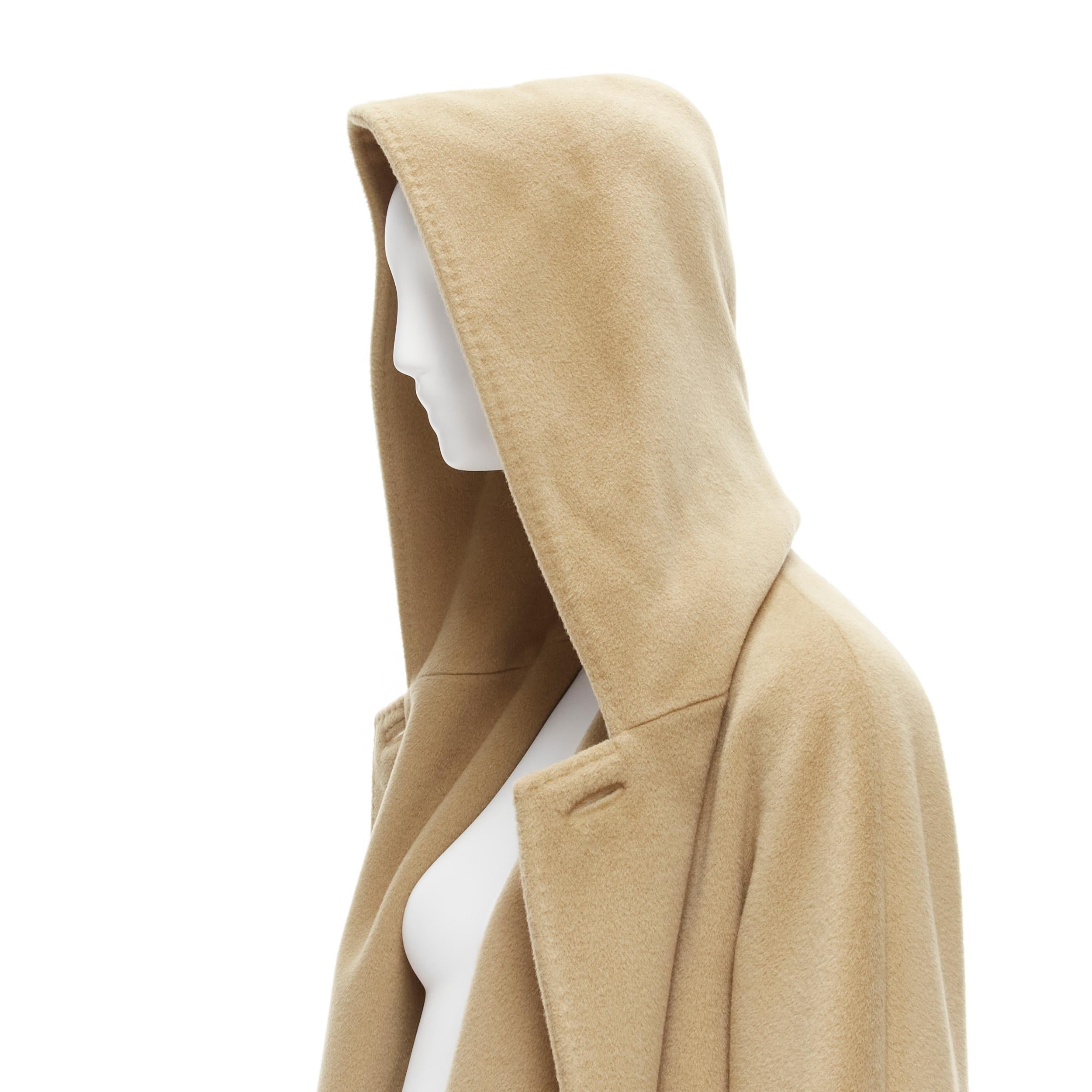 MAX MARA camel tan brown virgin wool cashmere wide collar wrap front coat IT38 S For Sale 2