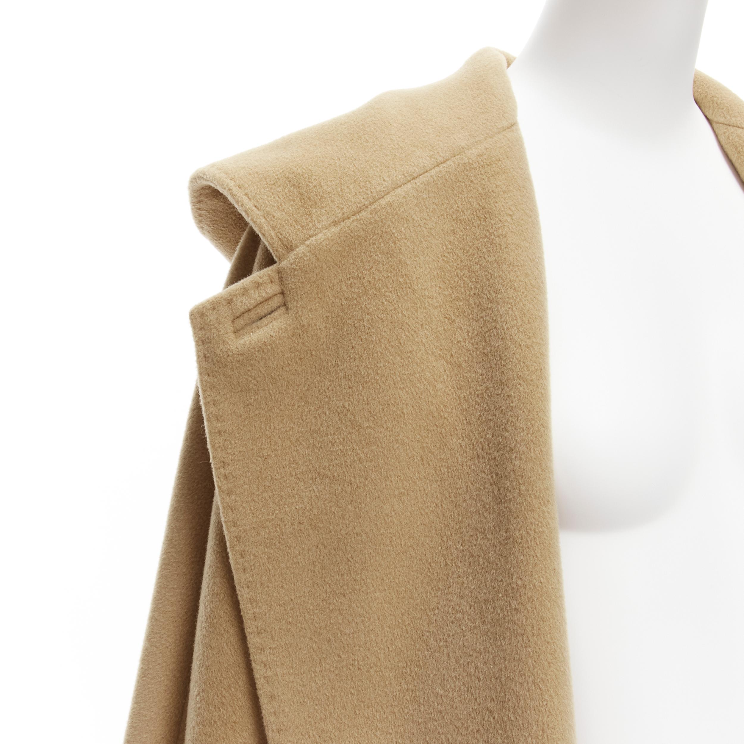 MAX MARA camel tan brown virgin wool cashmere wide collar wrap front coat IT38 S For Sale 3