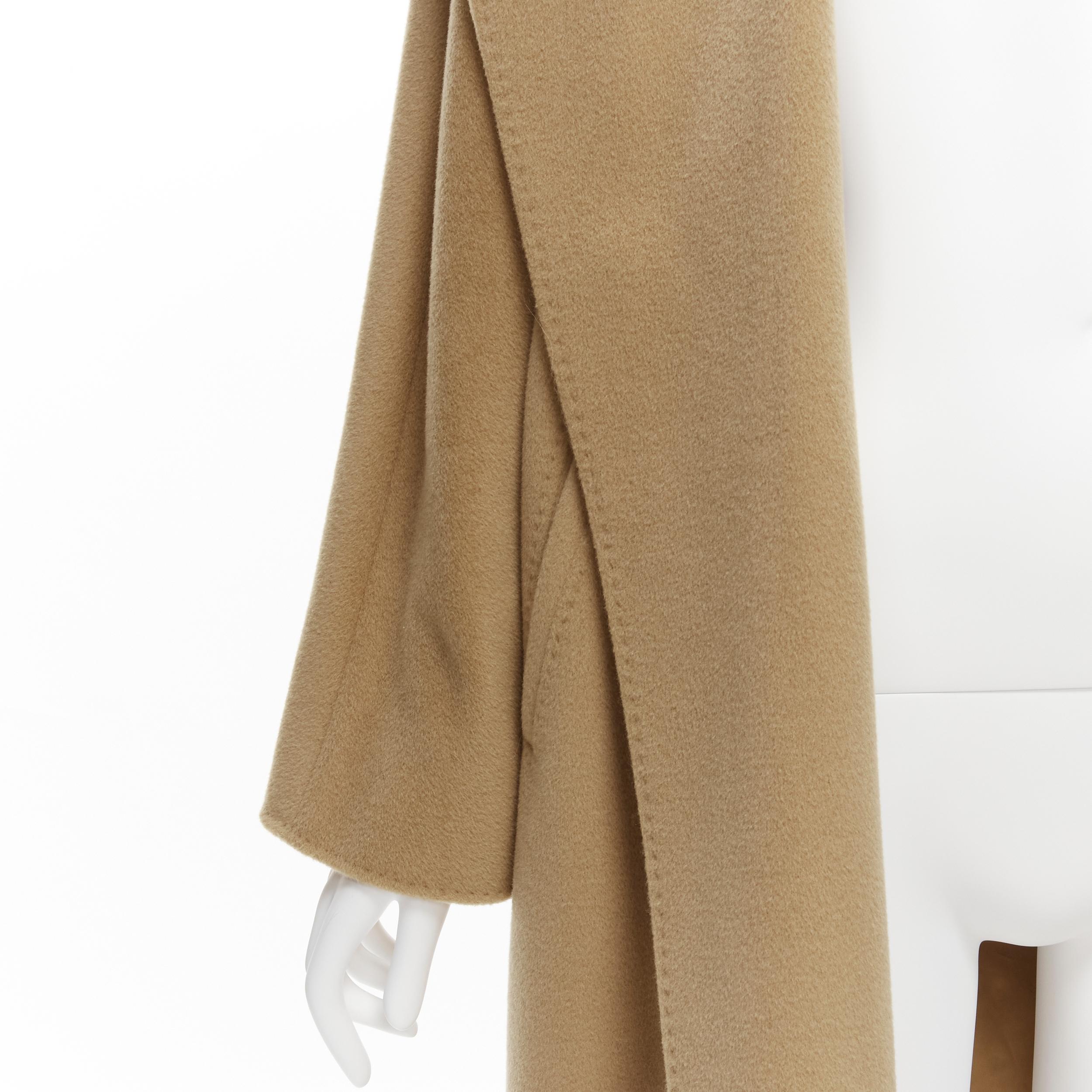 MAX MARA camel tan brown virgin wool cashmere wide collar wrap front coat IT38 S For Sale 4