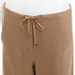 MAX MARA ' camel virgin wool blend drawstring waist wide leg cropped pants 32"