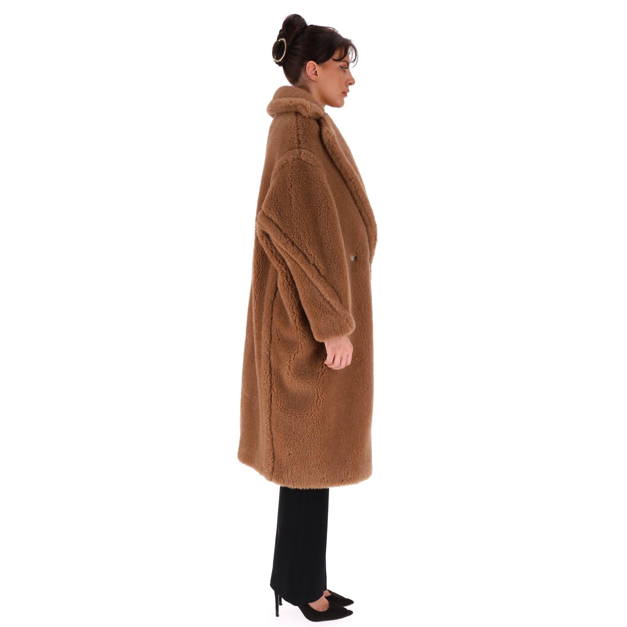 Brown Max Mara Camel Wool  & Silk Teddy Coat