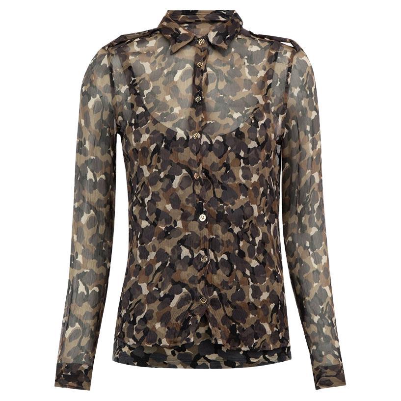 Abstract Camouflage Print Shirt in Beige - Tom Ford