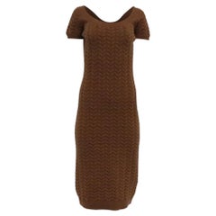 Abito midi lavorato a maglia Caramba di Max Mara in lana marrone