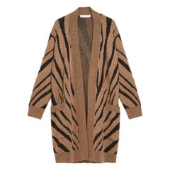 Max Mara Carlo Oversized Zebra-Intarsia Knitted Cardigan