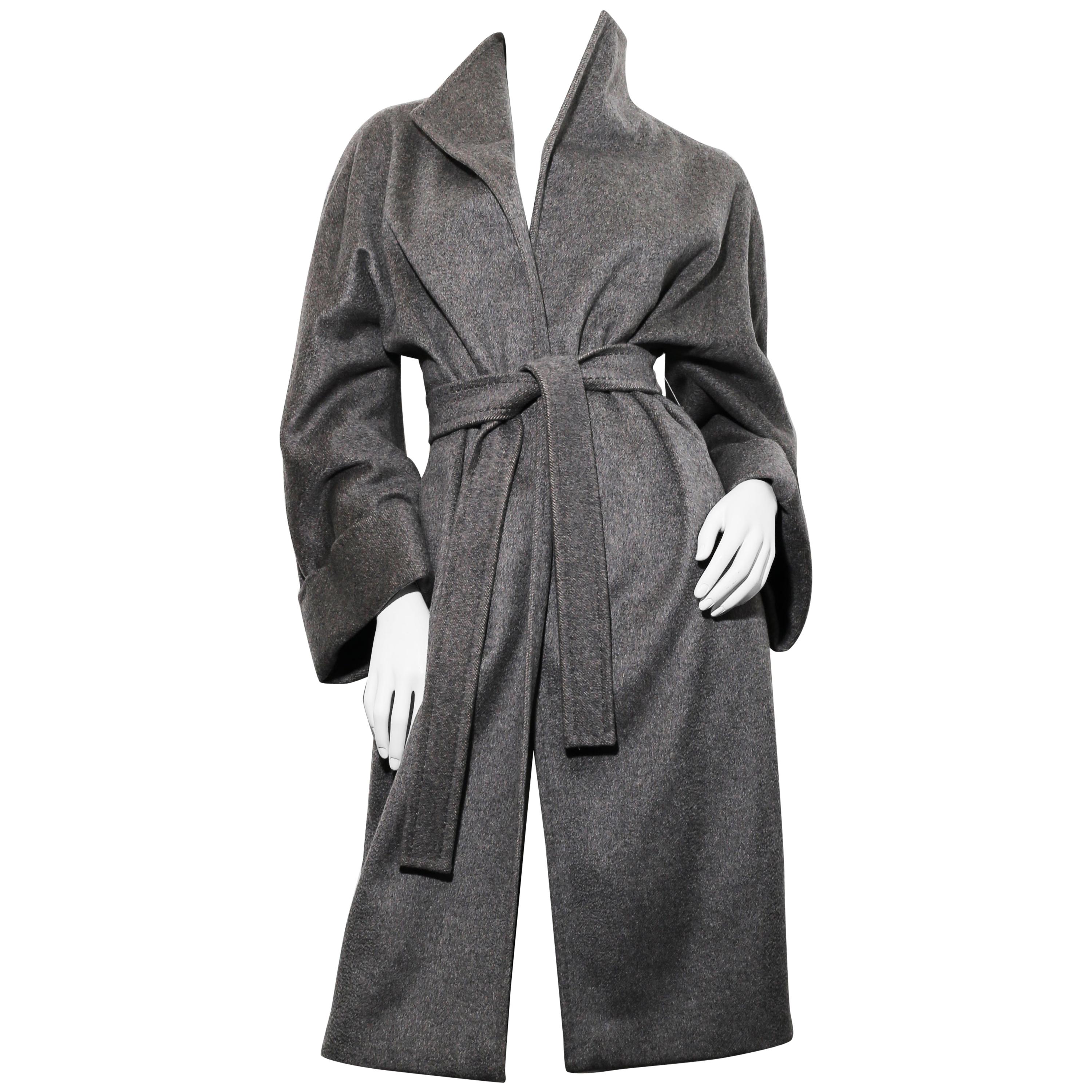 Max Mara Cashmere grey belted coat For Sale at 1stDibs