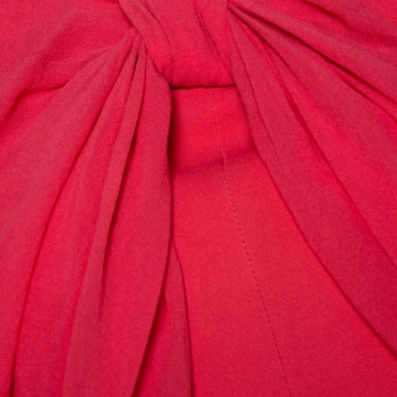 Max Mara Coral Pink Stretch Crepe Draped Sheath Dress L Bon état - En vente à Dubai, Al Qouz 2