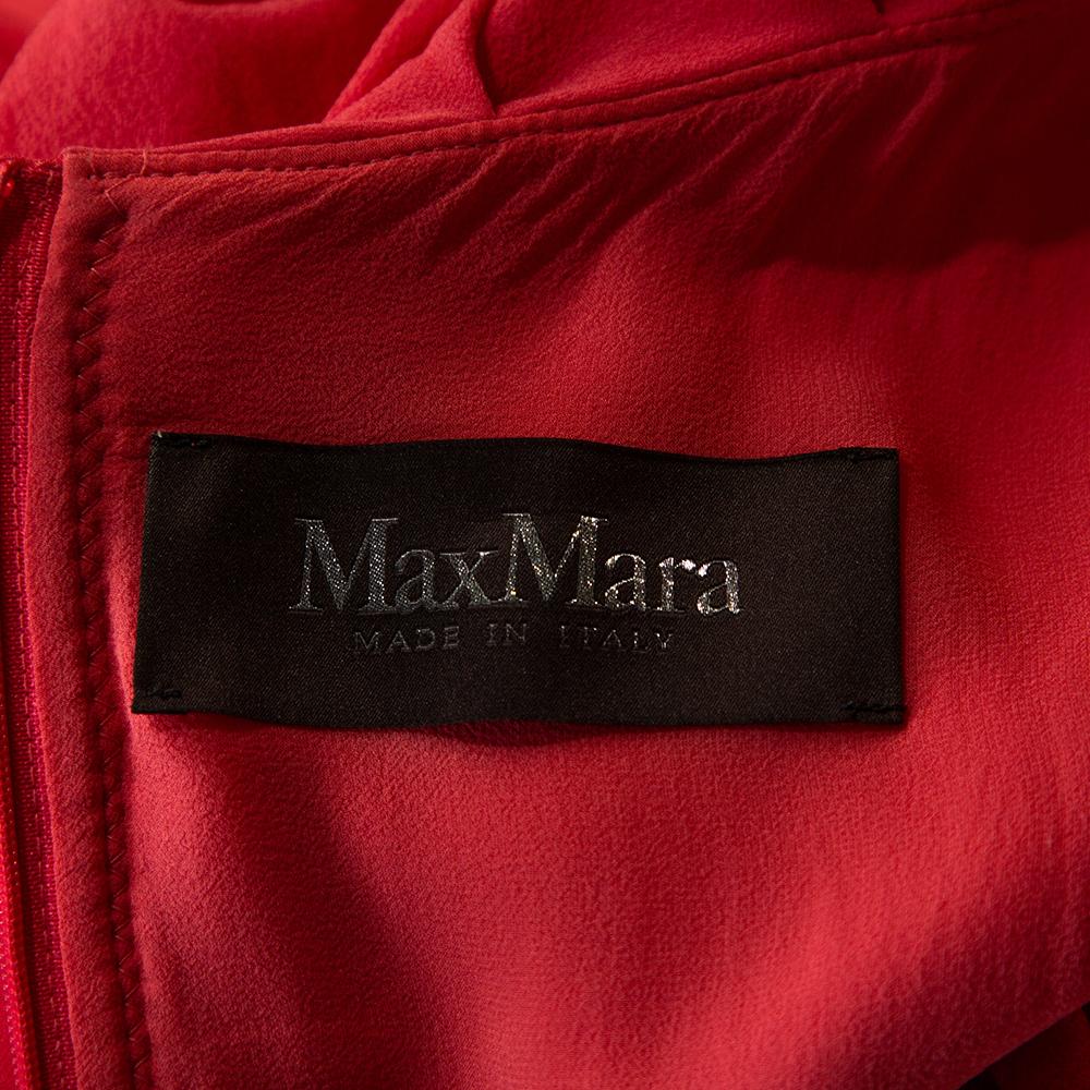 Max Mara Coral Pink Stretch Crepe Draped Sheath Dress L For Sale 1