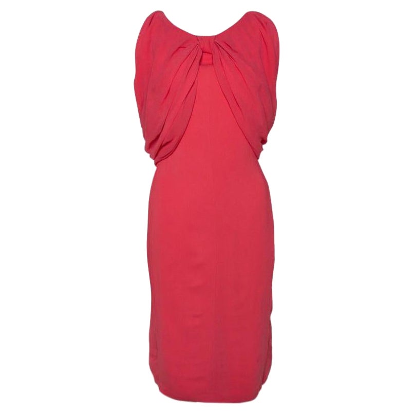 Max Mara - Vestito a tubino drappeggiato in crepe stretch rosa corallo L