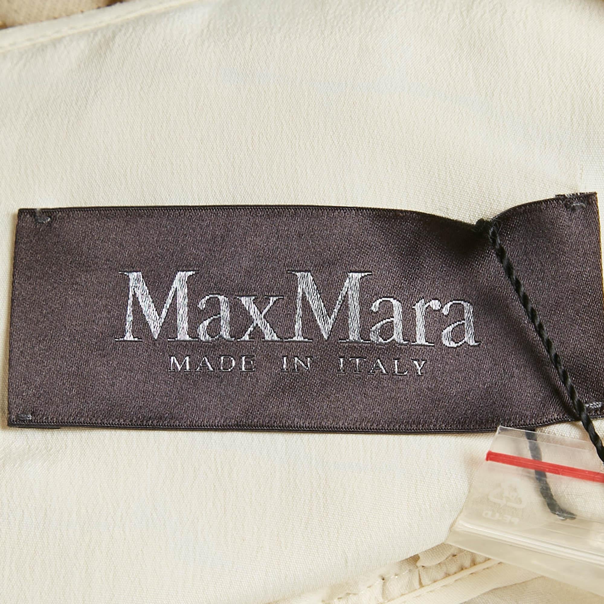 Max Mara Cream Brocade Fil-Coupe Zeda Maxi Dress S In New Condition For Sale In Dubai, Al Qouz 2