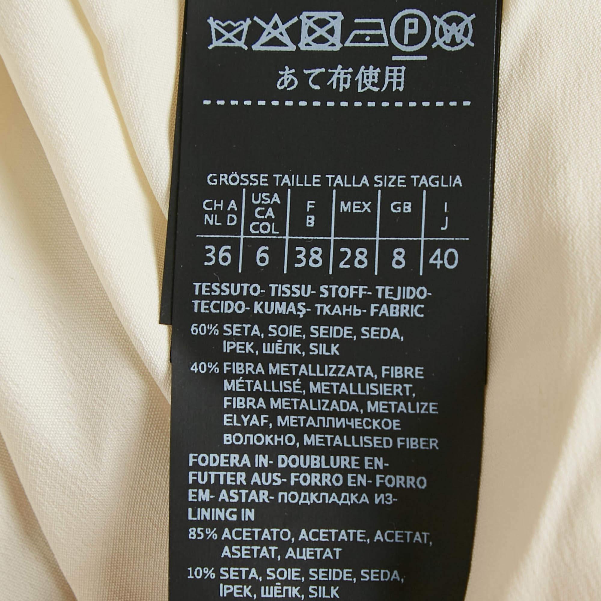 Max Mara Cream Brocade Fil-Coupe Zeda Maxi Dress S For Sale 1