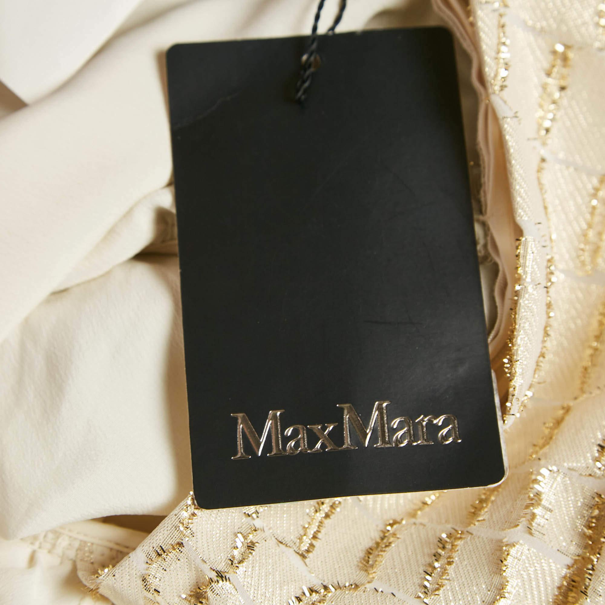Max Mara Cream Brocade Fil-Coupe Zeda Maxi Dress S For Sale 3