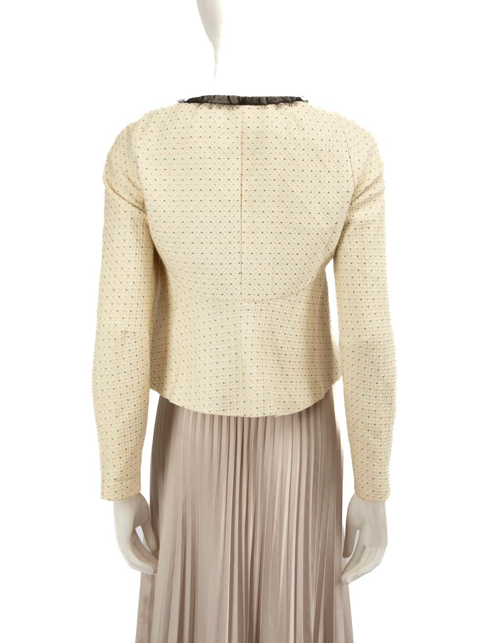 Beige Max Mara Cream Lace Trim Bow Detail Blazer Size M For Sale
