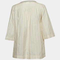 Max Mara Cremefarbene Lurex-Bluse aus Baumwollmischung mit Streifen S