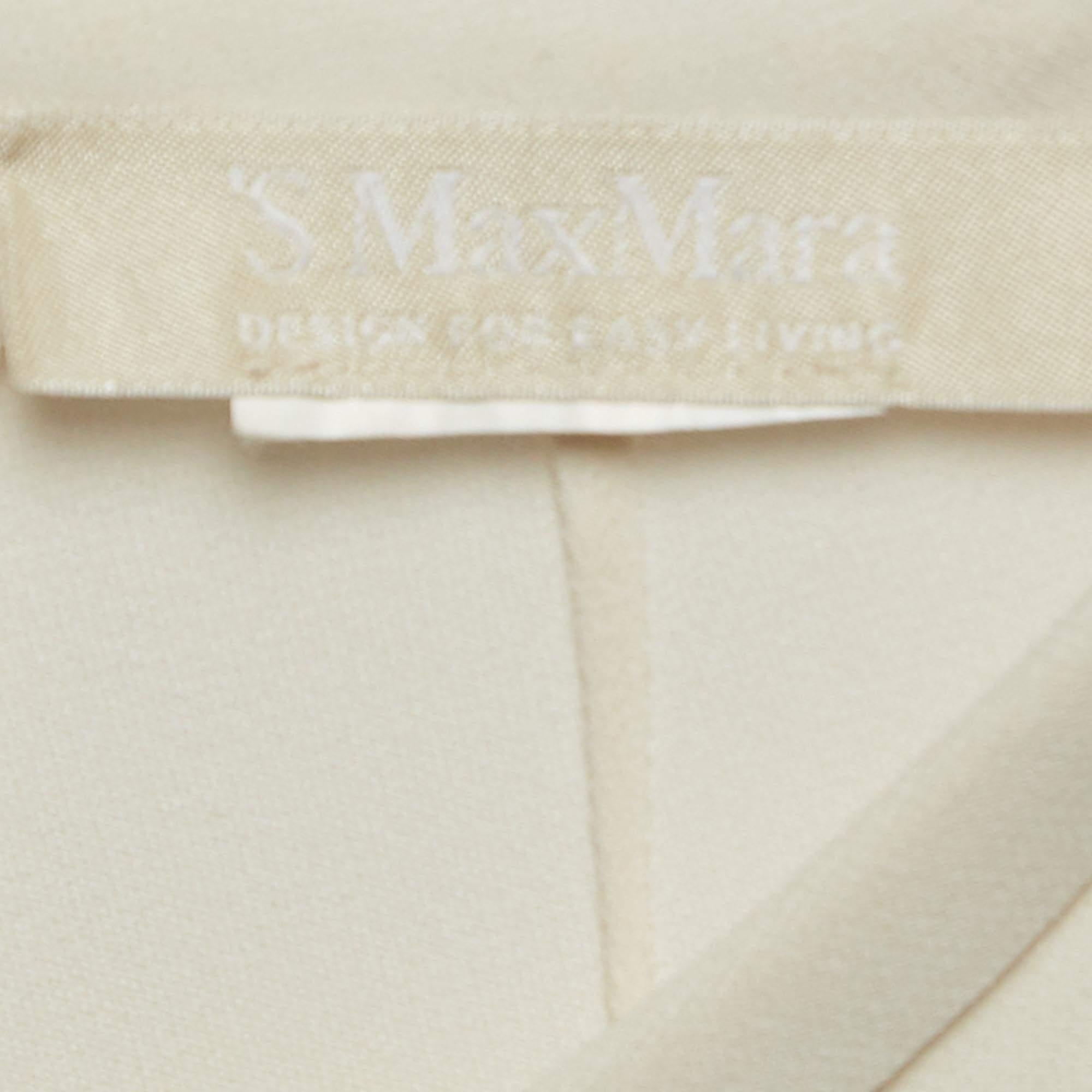 Max Mara Cream Stretch Crepe Blouse L In Good Condition For Sale In Dubai, Al Qouz 2