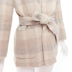 MAX MARA Cucito Amano double face angora wool checked belted jacket IT34 XXS