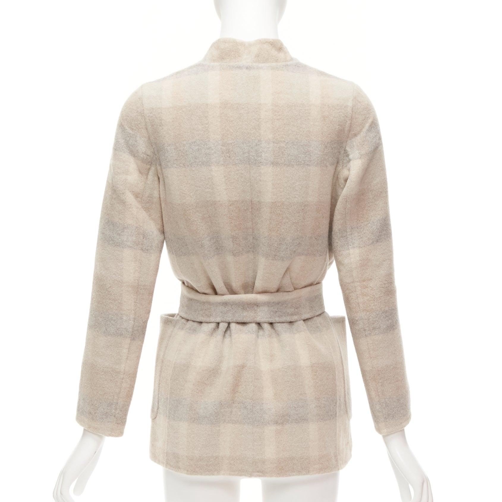 Donna MAX MARA Cucito Amano, giacca double face in lana d'angora a quadri con cintura IT34 XXS in vendita