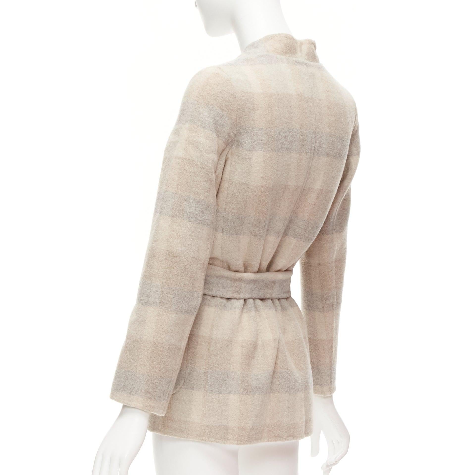 MAX MARA Cucito Amano, giacca double face in lana d'angora a quadri con cintura IT34 XXS in vendita 1