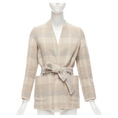 MAX MARA Cucito Amano double face angora wool checked belted jacket IT34 XXS