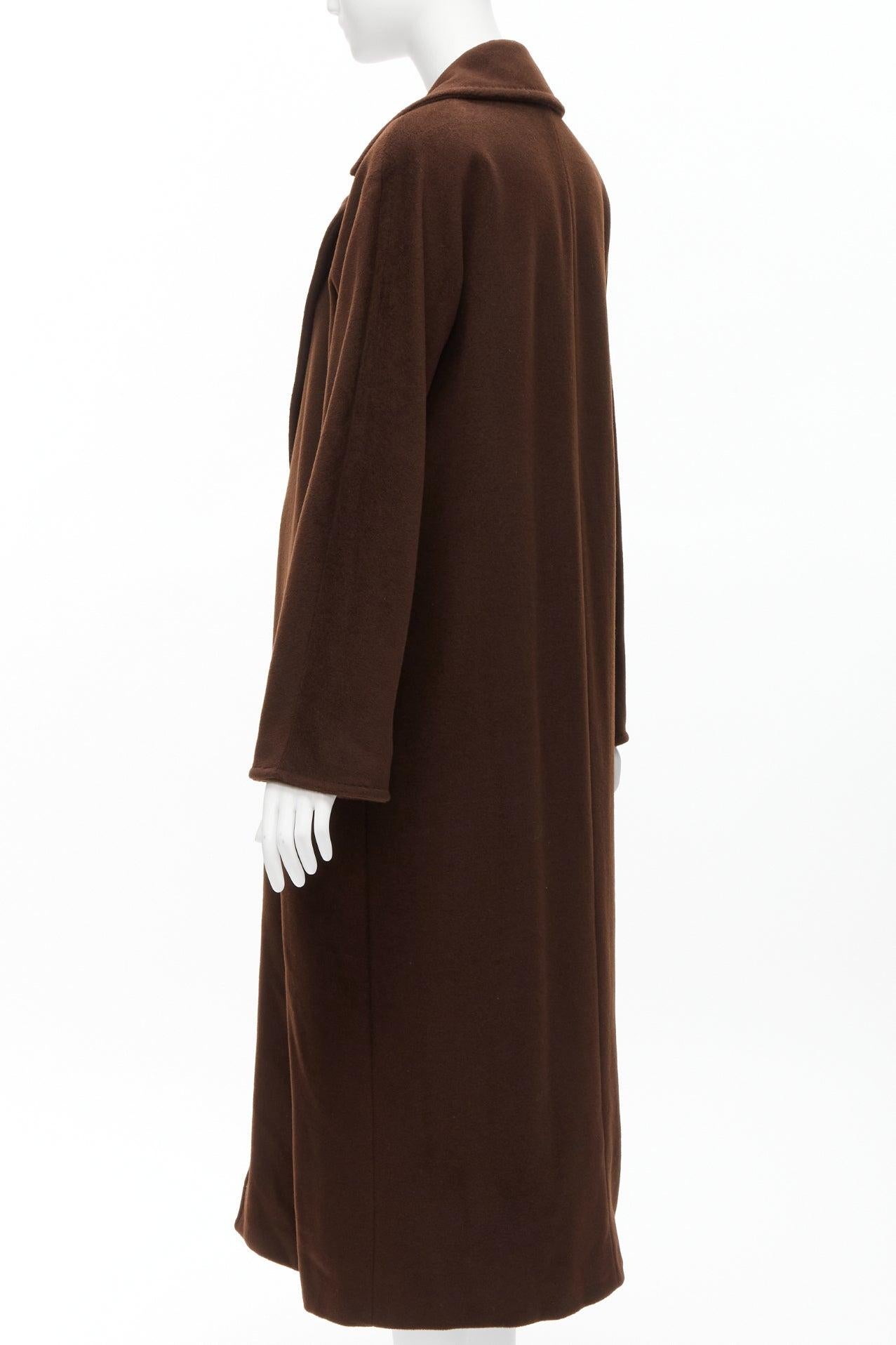 MAX MARA dark brown virgin wool cashmere wide lapel longline relaxed coat IT40 S 2