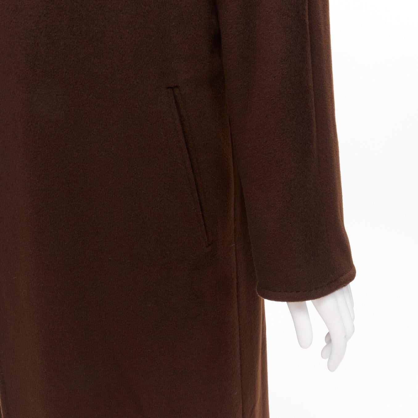 MAX MARA dark brown virgin wool cashmere wide lapel longline relaxed coat IT40 S 3