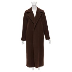 MAX MARA dark brown virgin wool cashmere wide lapel longline relaxed coat IT40 S