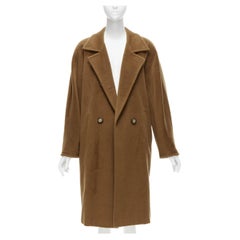 MAX MARA dark camel brown wool cashmere classic double breasted coat IT42 M