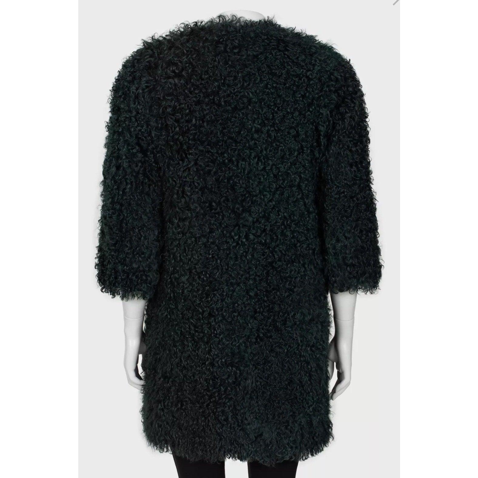 Nero Max Mara Dark Green Karakul Fur Coat - Size XS / IT38 in vendita