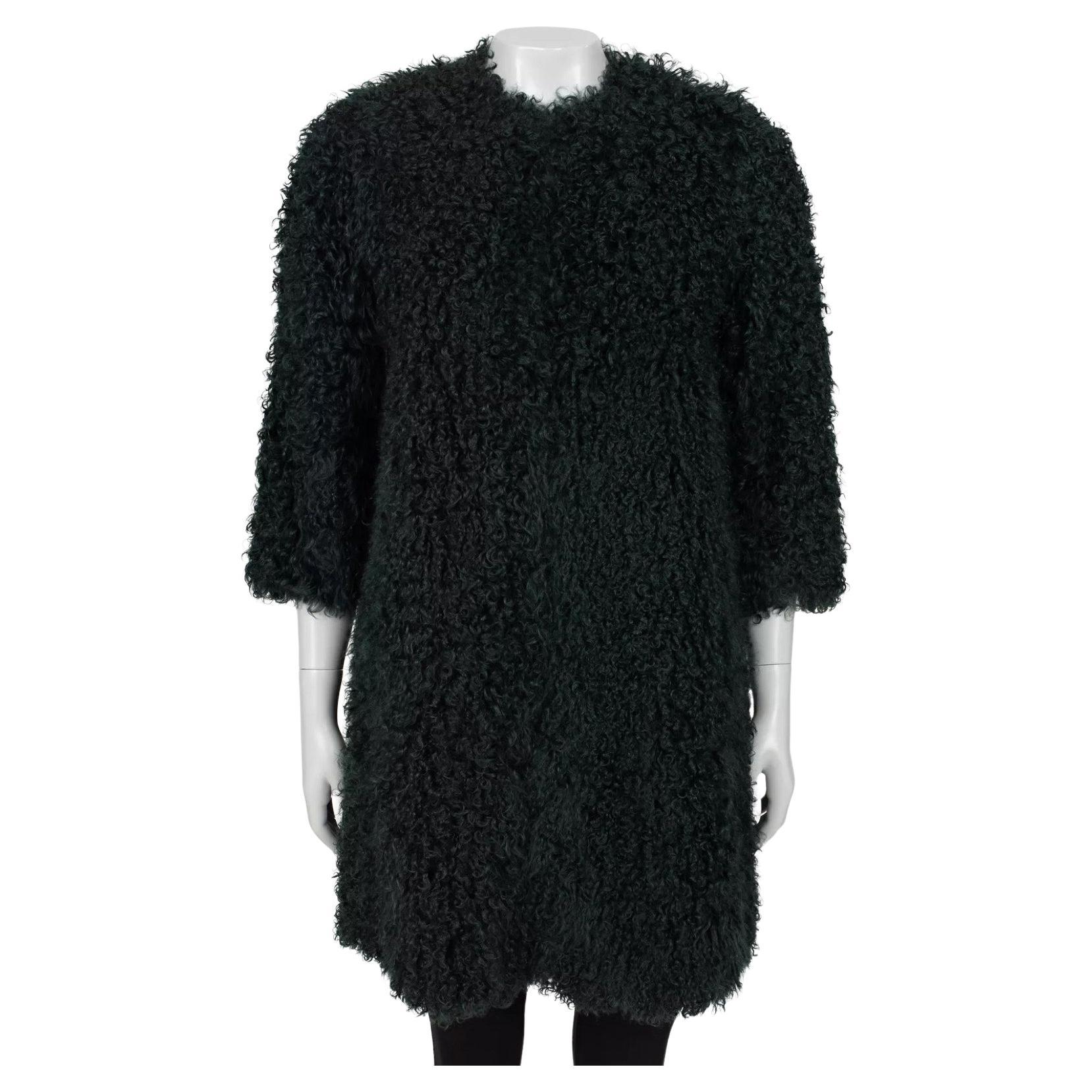 Max Mara Dark Green Karakul Fur Coat - Size XS / IT38 in vendita