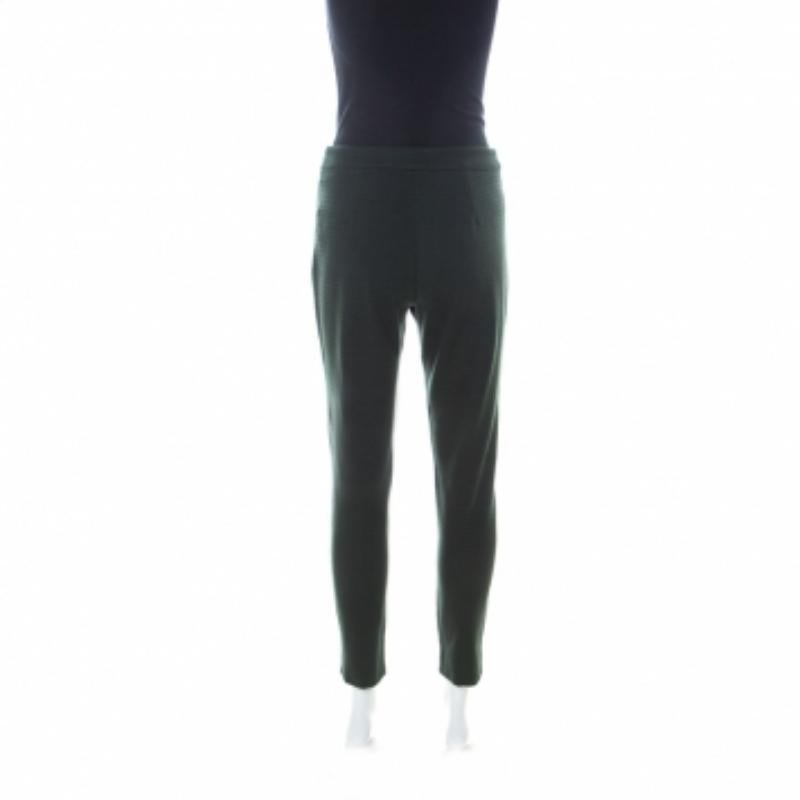 Noir Max Mara Legging ajusté et mince en tricot à motifs vert foncé M en vente