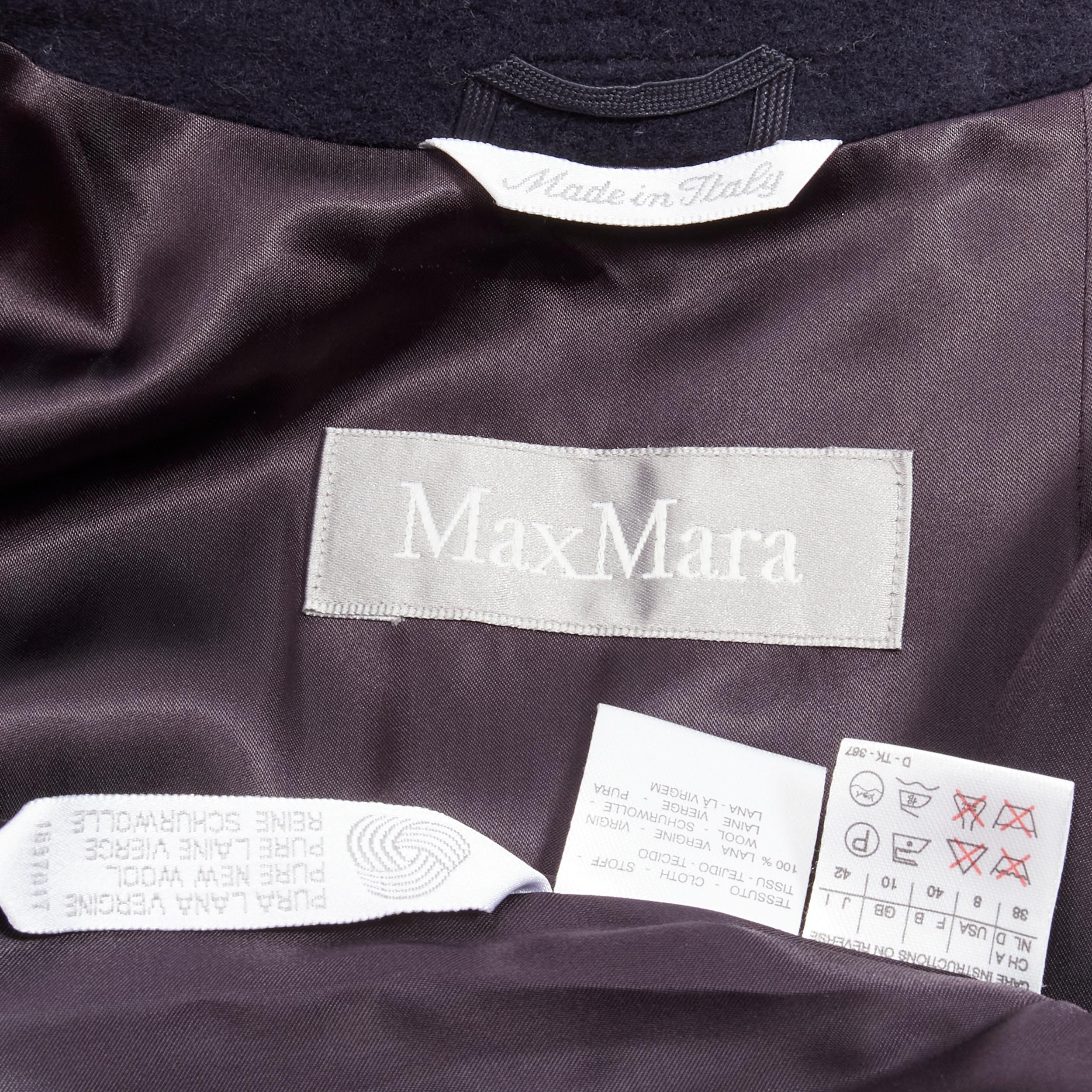 MAX MARA dark navy 100% virgin wool belted longline robe coat IT42 M 6