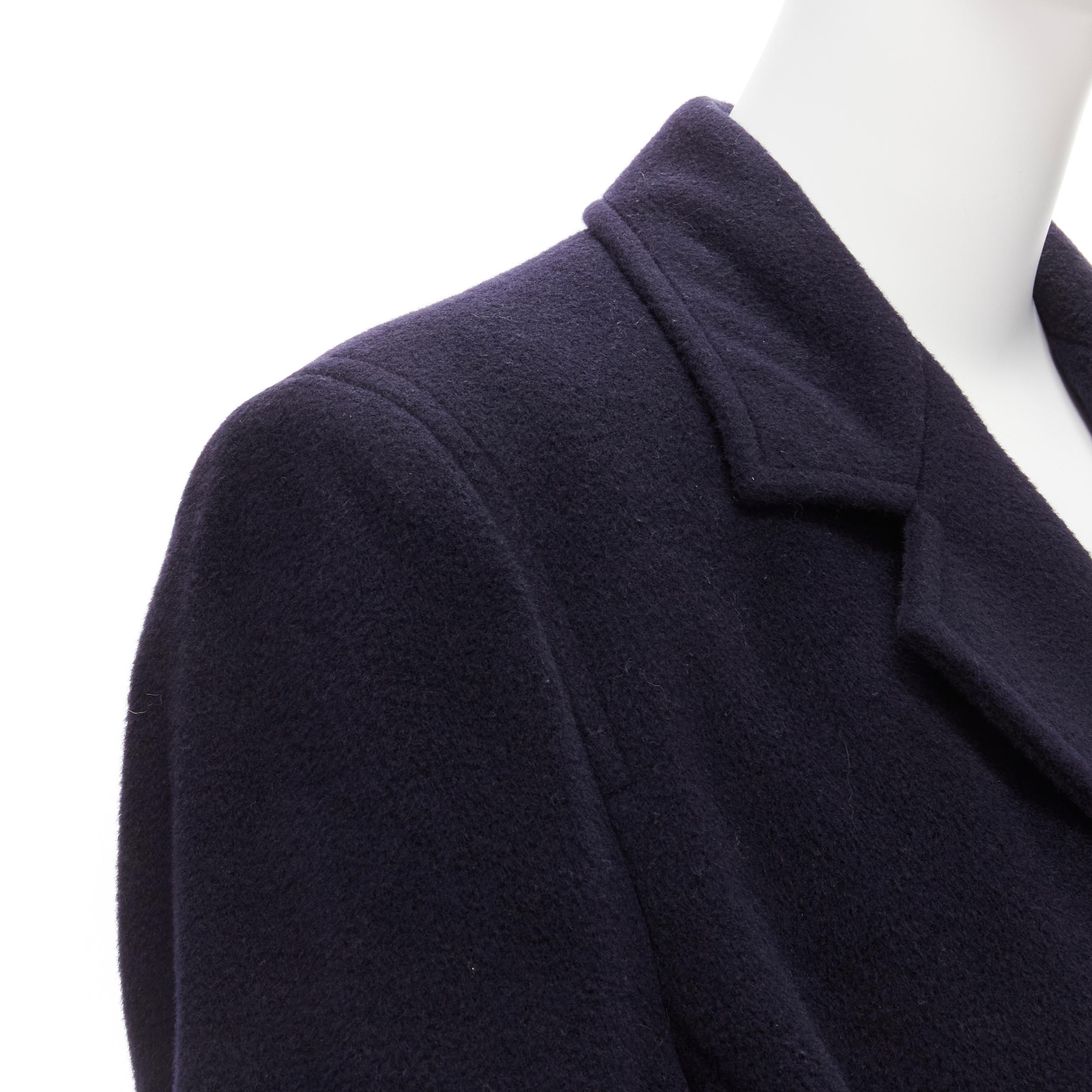 MAX MARA dark navy 100% virgin wool belted longline robe coat IT42 M 5