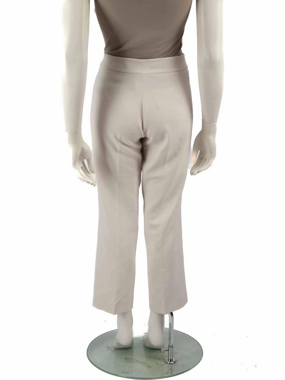 Beige Max Mara Ecru High Rise Straight Leg Trousers Size XL For Sale