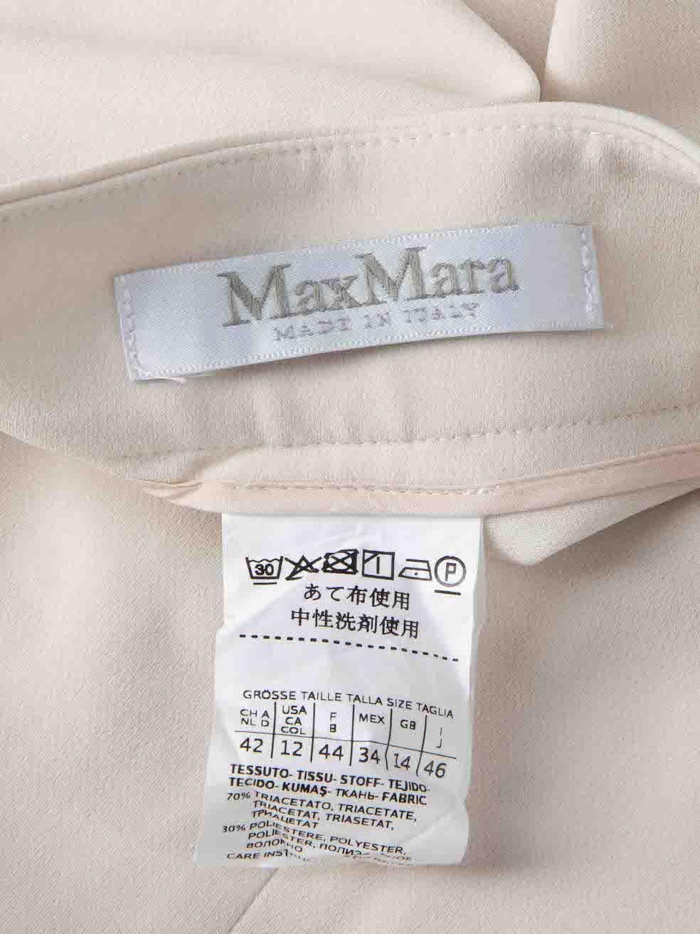Women's Max Mara Ecru High Rise Straight Leg Trousers Size XL For Sale