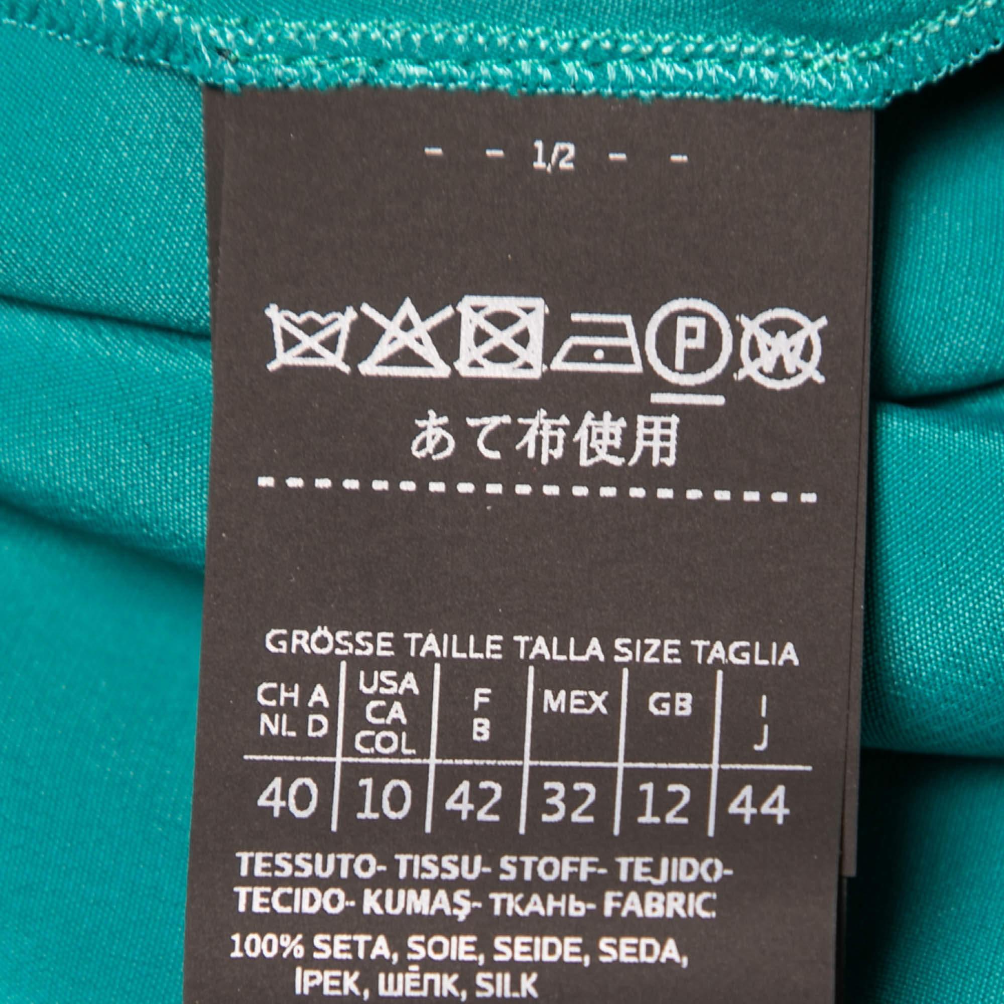 Max Mara Emerald Green Printed Silk Lugano Maxi Dress M In New Condition In Dubai, Al Qouz 2