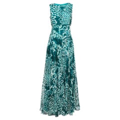 Max Mara Emerald Green Printed Silk Lugano Maxi Dress S