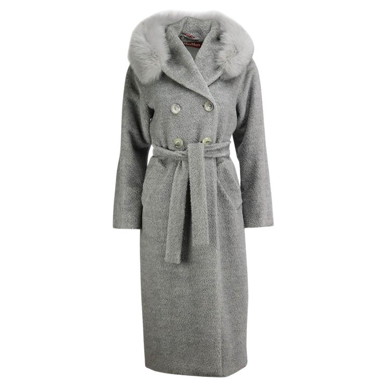 Max Mara Fur Trimmed Double Breasted Wool Blend Coat Small For Sale at  1stDibs
