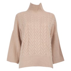 Max Mara FW23 Beige Cashmere Knit Turtleneck Jumper Size S