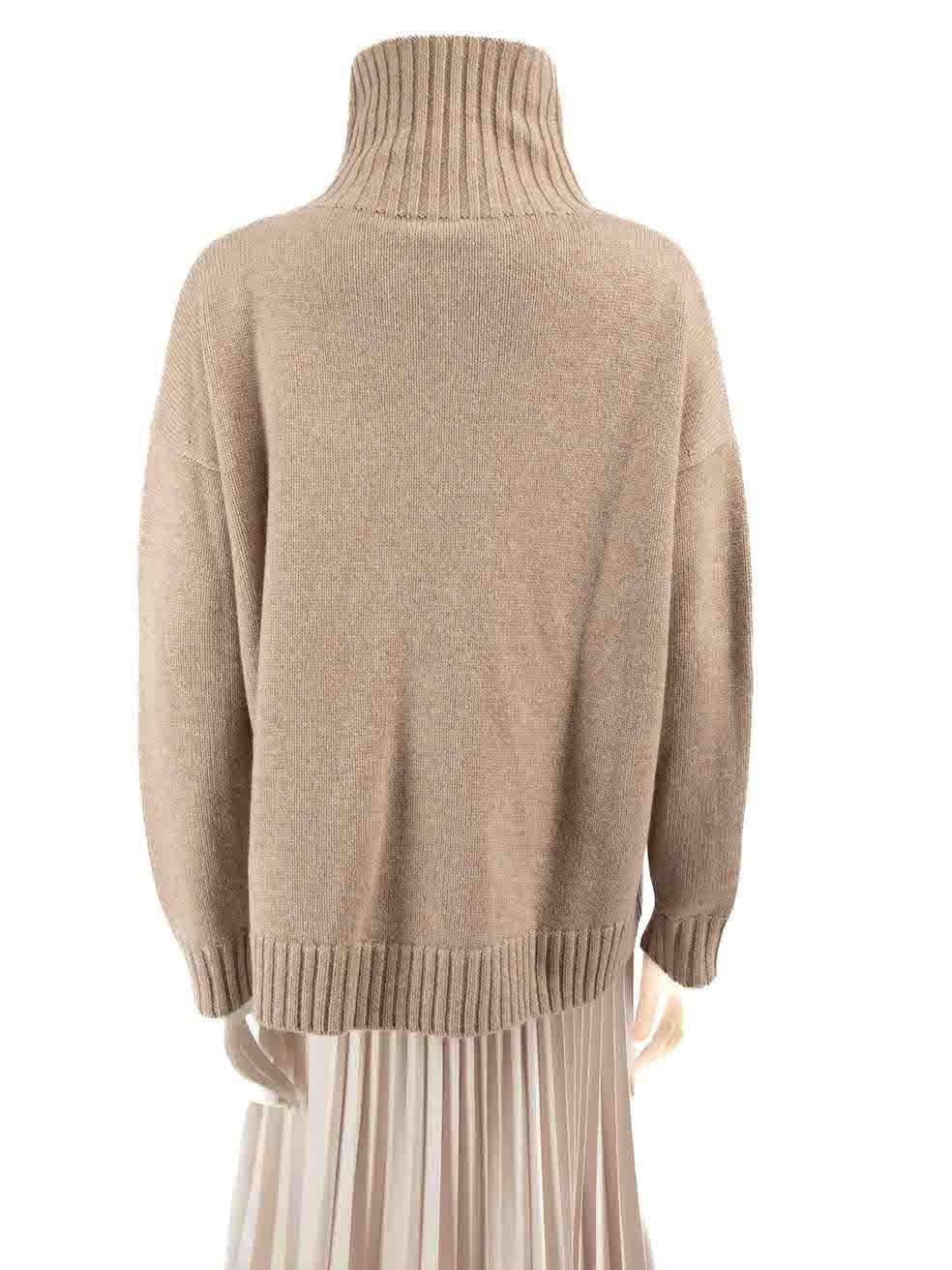 Beige Max Mara FW23 Brown Wool Knit Turtleneck Jumper Size M