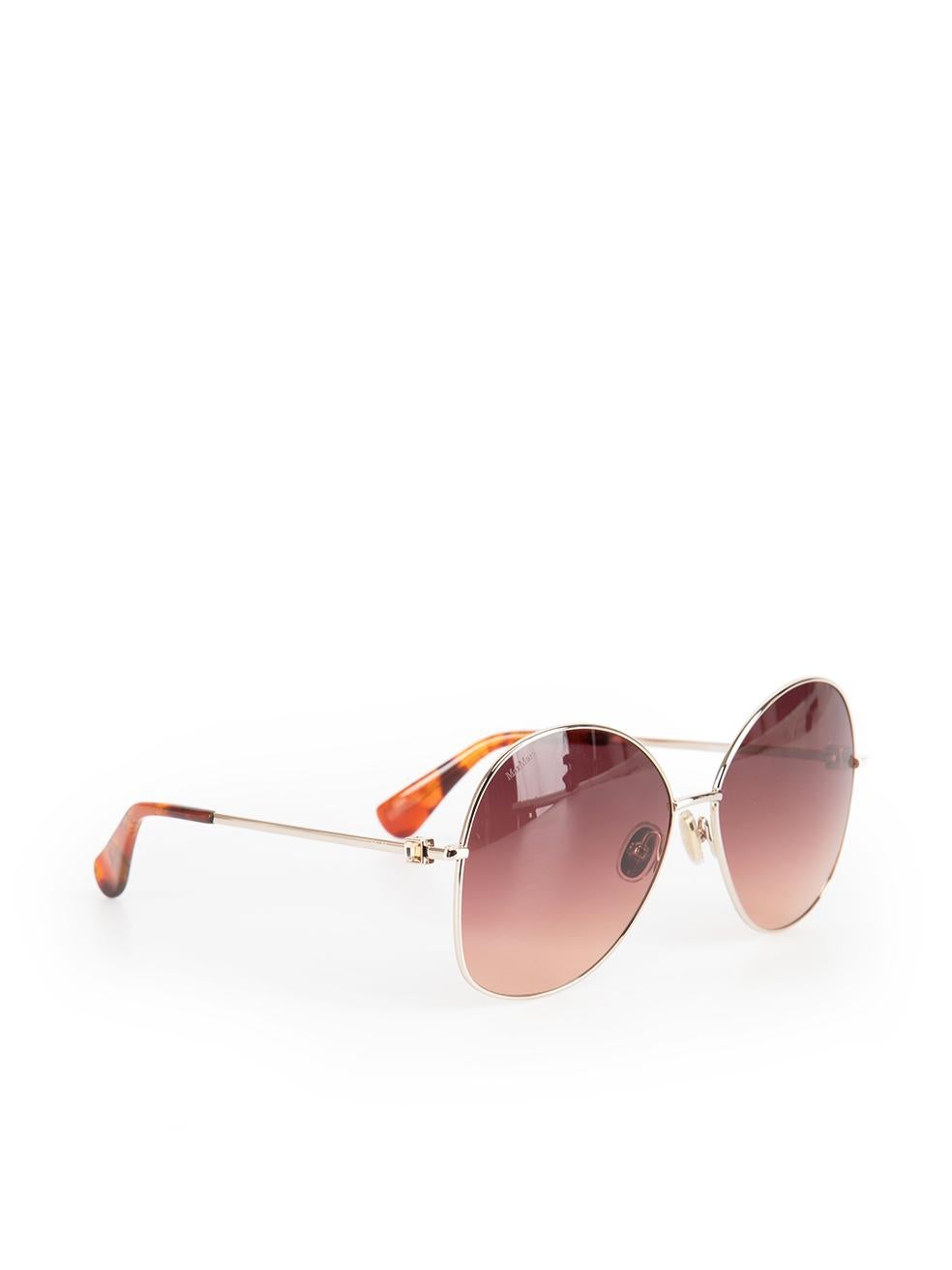 Max Mara Gold & Brown Metal Gradient Sunglasses In New Condition In London, GB