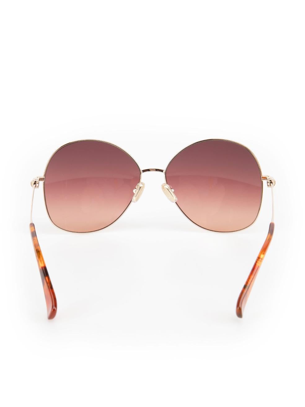Women's Max Mara Gold & Brown Metal Gradient Sunglasses